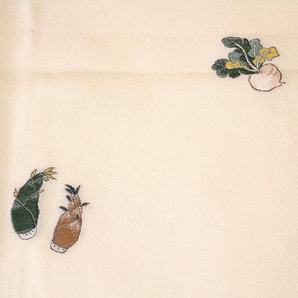 小紋 正絹 新品 訳あり 京野菜 飛び柄 お好みの色に染める 白生地 寿光織 まるで刺繍のような 縫い取り 未仕立て 仮絵羽 着物の画像