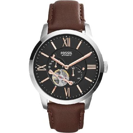 品質が完璧 Fossil Men's ME3061 Townsman Mechanical Stainless Steel Watch with Brown Leather Band 腕時計
