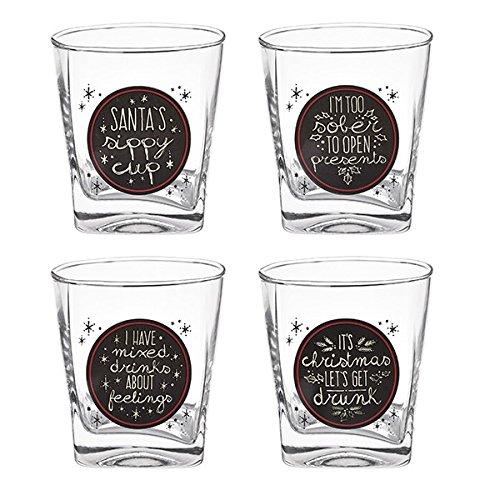 Grasslands Road December to Remember Tipsy Whisky Glasses, Set of 4