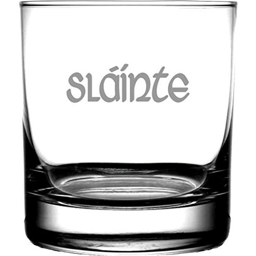 Irish Celtic Gaelic Rocks Glass |Classic Irish Toast - Good Health | Gifting | Weddings | Anniversary | Housewarming | Men or Women | Slainte Whiskey