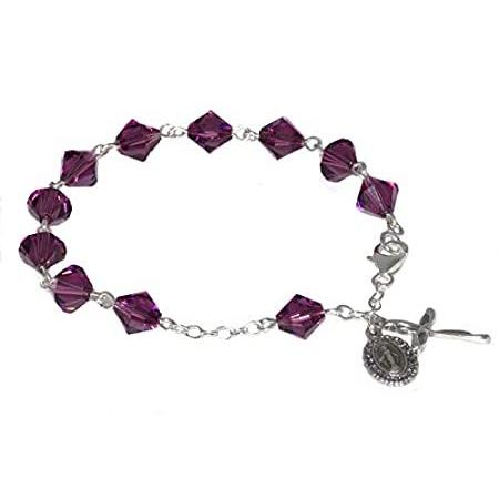 人気特価 Rosary Womens Bracelet (Fe Crystals European Central Purple w/Amethyst made ネックレス、ペンダント