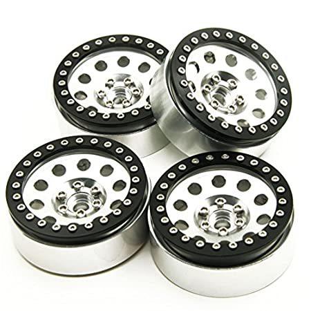 本物品質の Alloy 5.6cm MOHERO - (Black+silver) beadlock 並行輸入品 AX 1/10 RC For Set Rims Wheels ラジコンパーツ、アクセサリー