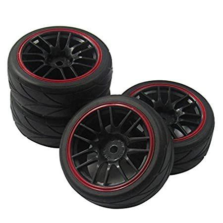 4pcs Smooth Tyre w/ 5 Spoke Wheel Rim 12mm Hex For RC1:10 On Road Racing Car