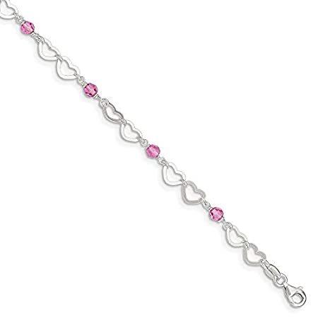 925 Sterling Silver Pink Beads Hearts 1 Inch Adjustable Chain Plus Size Ext