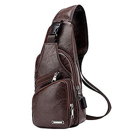 【12月スーパーSALE 15％OFF】 Sling Leather Men's Large Bag 並行輸入品 US with Bag Crossbody Backpack Shoulder Chest リュックサック、デイパック