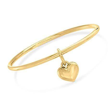 Ross-Simons イタリア製Andiamo 14kt イエローゴールド 樹脂製 ハートチャーム バングルブレスレット, 8.5 inches, 並行輸入品