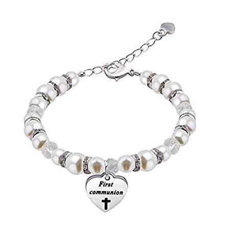 【コンビニ受取対応商品】 Holy First Girls for Gift Communion First Communion Bracelet Pearl Bracelet ネックレス、ペンダント