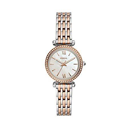 腕時計 Fossil レディース Carlie Mini ゴールド調またはローズゴールド調 ステンレススチール クォーツウォッチ, シルバー/ローズゴールド。 並行輸入品