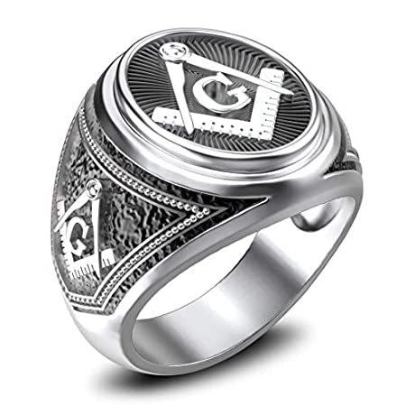 Siamhandmade2014 Men's Freemason Masonic Symbol Signet Rings 925 Sterling S