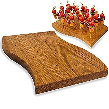国内最安値！ 木製フード串ホルダー ピックスタンド 食品ディスプレイ ケータリングイベントやカクテルパーティーに最適 45穴のカーブしたボード 並行輸入品 まな板
