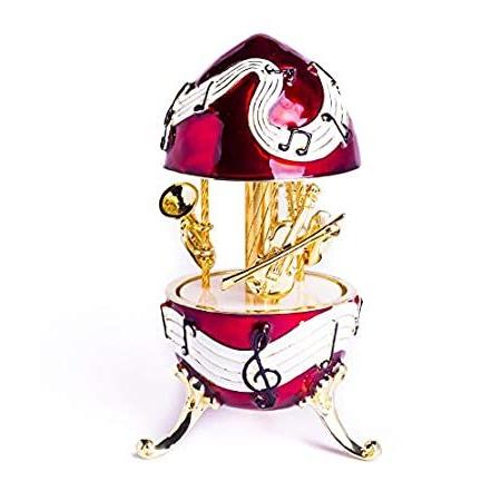 Keren Kopal Red Musical Carousel with Music Instruments Wind up Music Box w