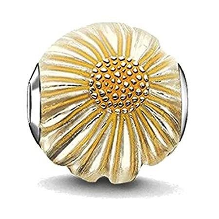 Bolenvi Yellow Sunflower Ball 925 Sterling Silver Charm Bead for Pandora &