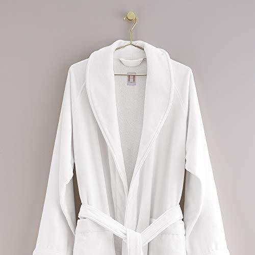 H by Frette Shawl Collar Bathrobe with Piping (Medium) Luxury All-White B 並行輸入品