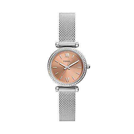 腕時計 Fossil Women's Carlie Mini Quartz Stainless Steel Mesh Three-Hand Watch, Co 並行輸入品