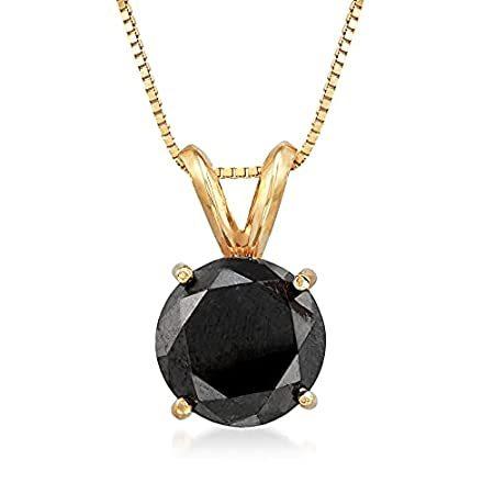 爆買い！ in Necklace Solitaire Diamond Black Carat 3.00 Ross-Simons 14kt 並行輸入品 Gold Yellow ネックレス、ペンダント