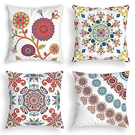 Pillows Throw Flowers Mandala Boho Decorative 18x18 並行輸入品 Pais Ethnic Floral Inch 毛布、ブランケット 全日本送料無料