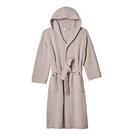 Barefoot Dreams CozyChic Ribbed Hooded Robe, Silver Ice, 2 並行輸入品