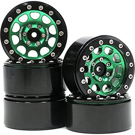 注目ブランドのギフト hobbysoul 5pcs RC Aluminium 1.9 Beadlock Wheels Rims Hex 12mm Green Black C 並行輸入品 ラジコンパーツ、アクセサリー