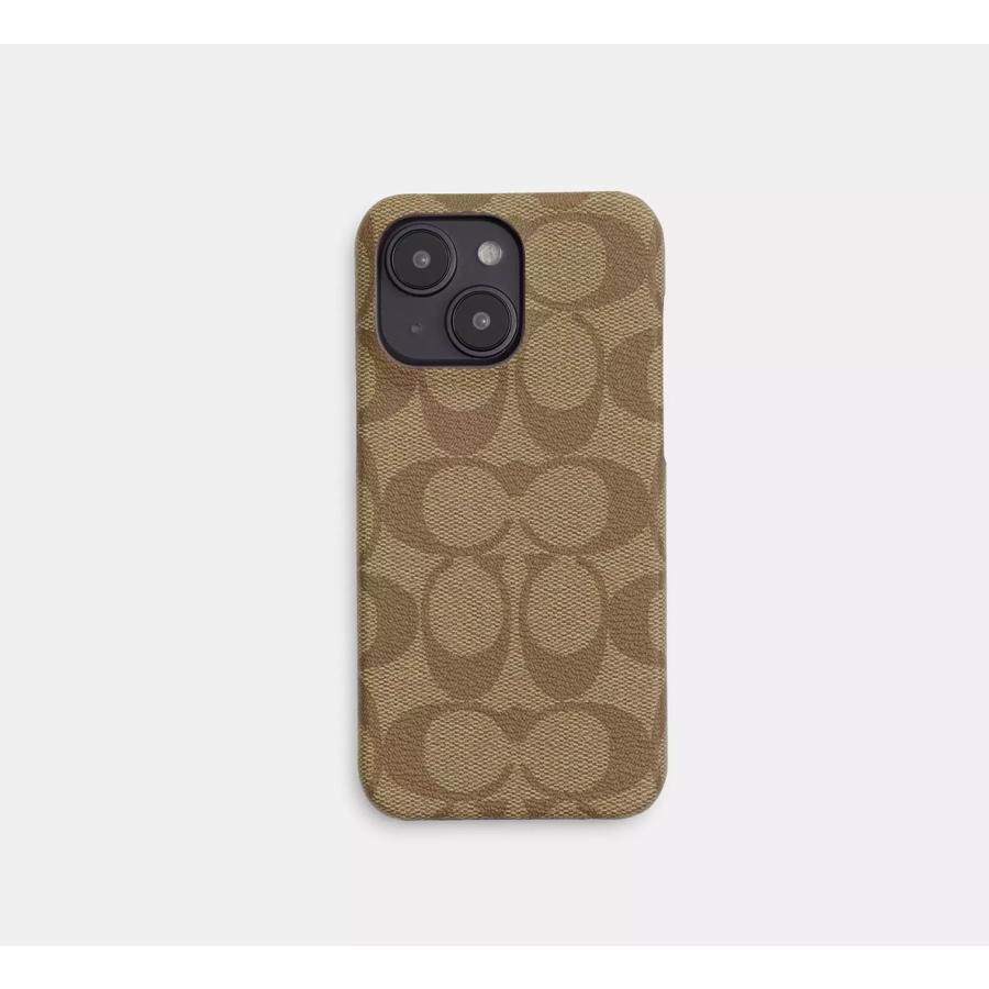 新品！コーチ iPhone15Pro ケース シグネチャー キャンバス カーキ COACH（コーチ） アウトレット スマホケース iphone15 Pro プロ