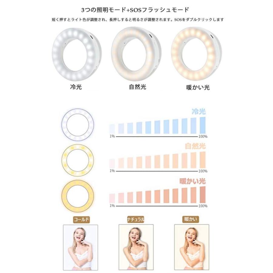 自撮りLEDリングライト セルカライト クリップ式 リングライト 撮影用