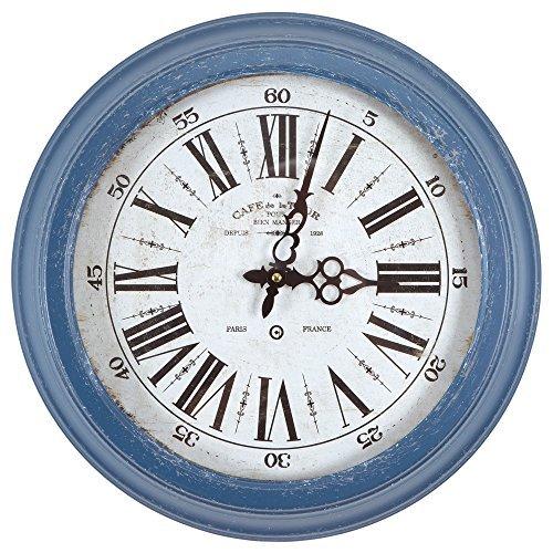 好きに ヨセミテの家の装飾円形鉄の柱時計、青いフレーム、白い顔、テキスト、黒い手 掛け時計、壁掛け時計