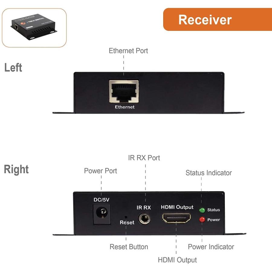 J-Tech Digital ProAV HDMIエクステンダー シングルCat5e/6ケーブル TCP/IP 1080p IRリモート - 最大400フィート [RXのみ]｜kyokutoreach｜05