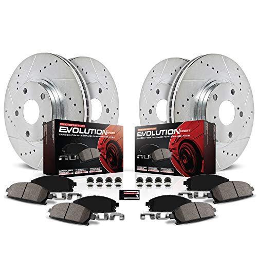最も優遇 Power Stop K6134 前後 Z23 カーボンファイバーブレーキパッド ドリル スロット付きブレーキローターキット付き 注目ブランド Turningheadskennel Com