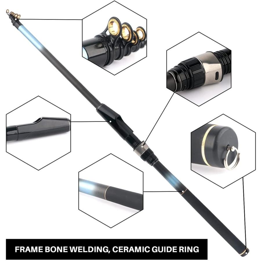高価値 スピニング釣り竿とリールコンボ ポータブル伸縮ポール 8フィート 海水淡水釣り用 旅行 初心者用釣り道具セット ティーン用 若者 大人 キャリアバッグ付き その他ロッド 釣り竿