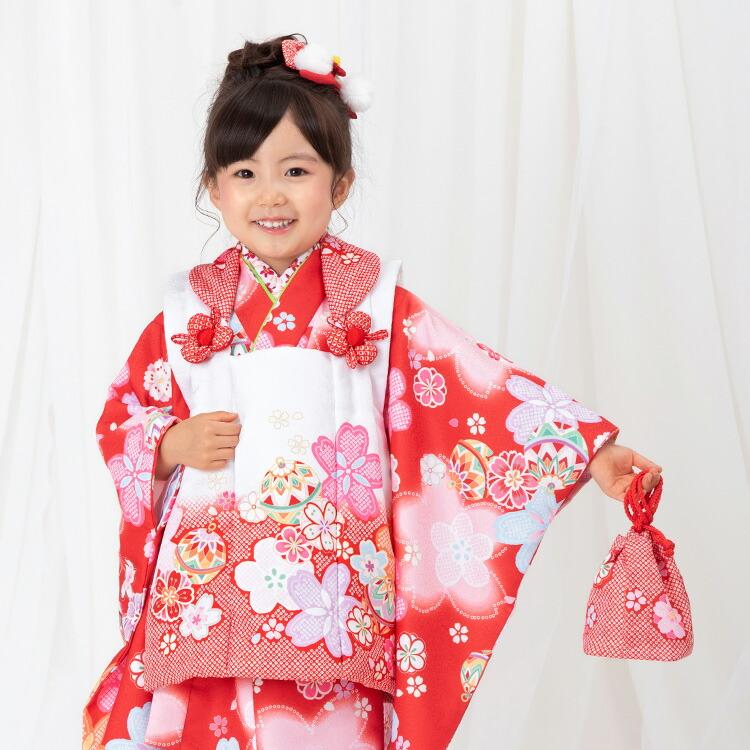 七五三 着物 3歳 被布セット 女の子8点フルセット 着付けマニュアル