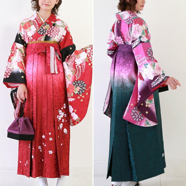 ぼかし刺繍袴 H・L(アッシュ・エル)桜柄  ピンク　Мサイズ 単品】 ぼかし刺繍袴 H・L(アッシュ・エル)桜柄 選べる5色 女性用行燈
