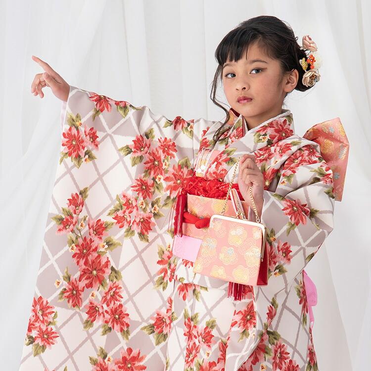七五三 着物 7歳 四つ身セット(結び帯セット) 女の子 16点フルセット