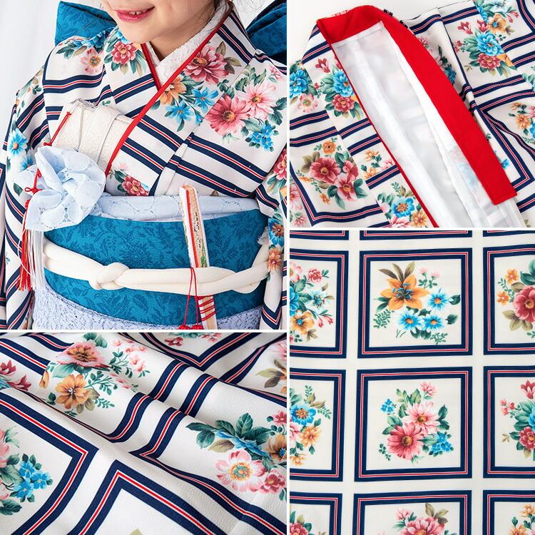 お買い得品♡七五三　7歳　女の子　セット　一式　白系　レトロ 七五三 着物 7歳 四つ身 単品 女の子 着付けマニュアル付き 白地