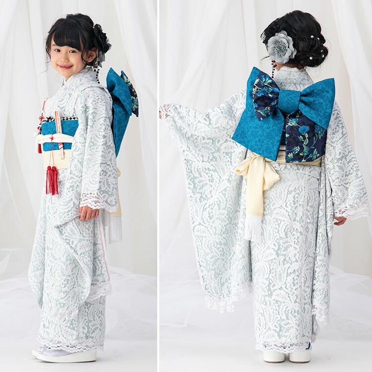 【値下げ中】7歳　四つ身　フルセット　120サイズ　水色 七五三 着物 7歳 女の子 フルセット 四つ身 753 七歳 7才 子供
