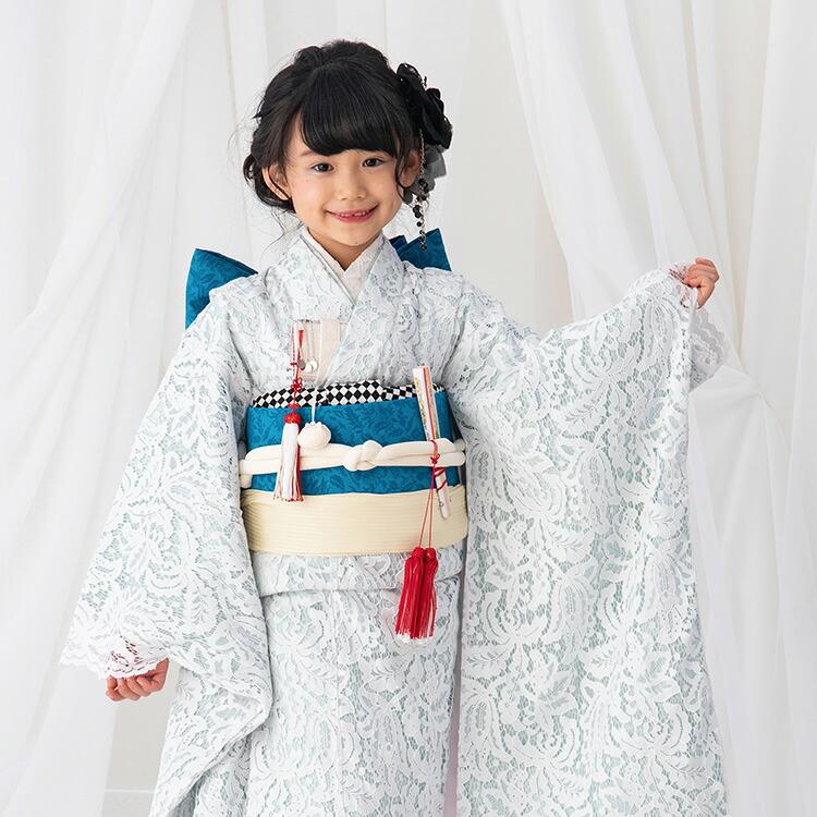 【値下げ中】7歳　四つ身　フルセット　120サイズ　水色 七五三 着物 7歳 女の子 フルセット 四つ身 753 七歳 7才 子供
