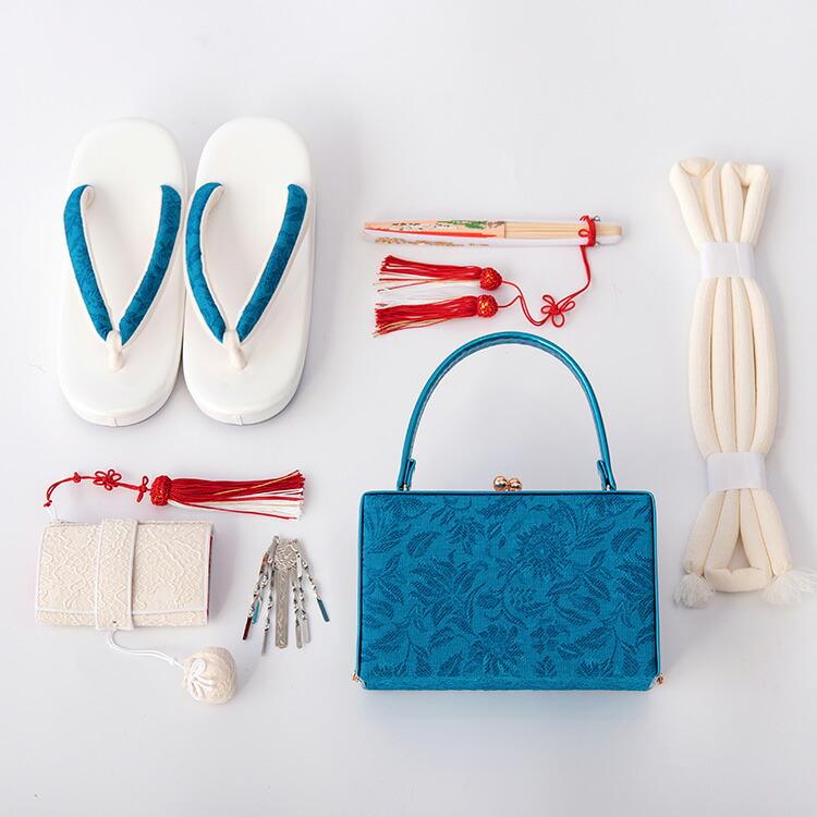 七五三 7歳女の子用 筥迫/箱せこ(はこせこ)6点セット 全6色 黒b/赤b