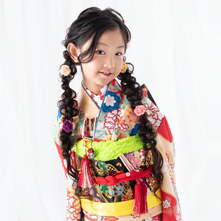 七五三 着物 7歳 四つ身セット(結び帯セット) 女の子 16点フルセット