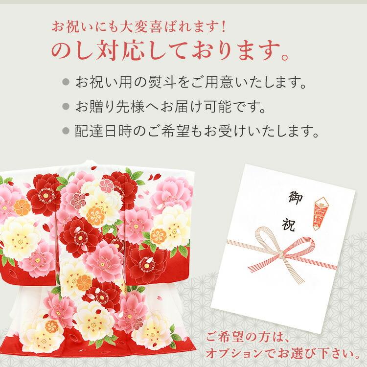 お宮参り 着物 女の子[ぼかし鞠 赤色] 産着セット(紐付きの着物+長襦袢) 着せ方マニュアル付き 産着 初着 祝い着(のしめ) HAM