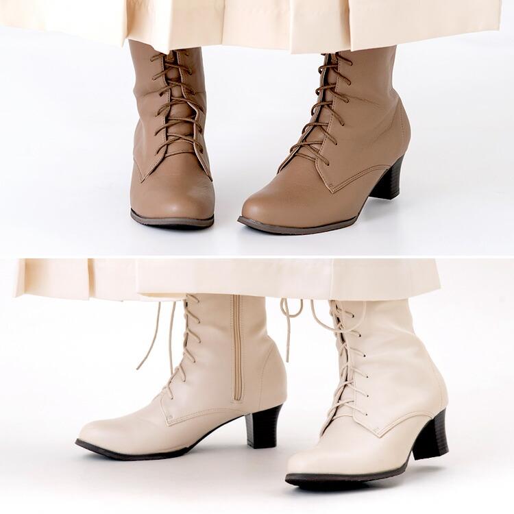 ブーツ 23cm-27.5cm ミドル丈 5cmヒール 9ホール サイドジップ ブーツ 23cm-27.5cm ミドル丈 5cmヒール 9ホール サイドジップ