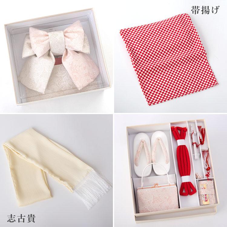 セット　七五三７歳女の子　着物＆作り帯＆長襦袢＆小物＆被布　紫　矢がすり 七五三 着物 7歳 四つ身セット(結び帯セット) 女の子 15点フル