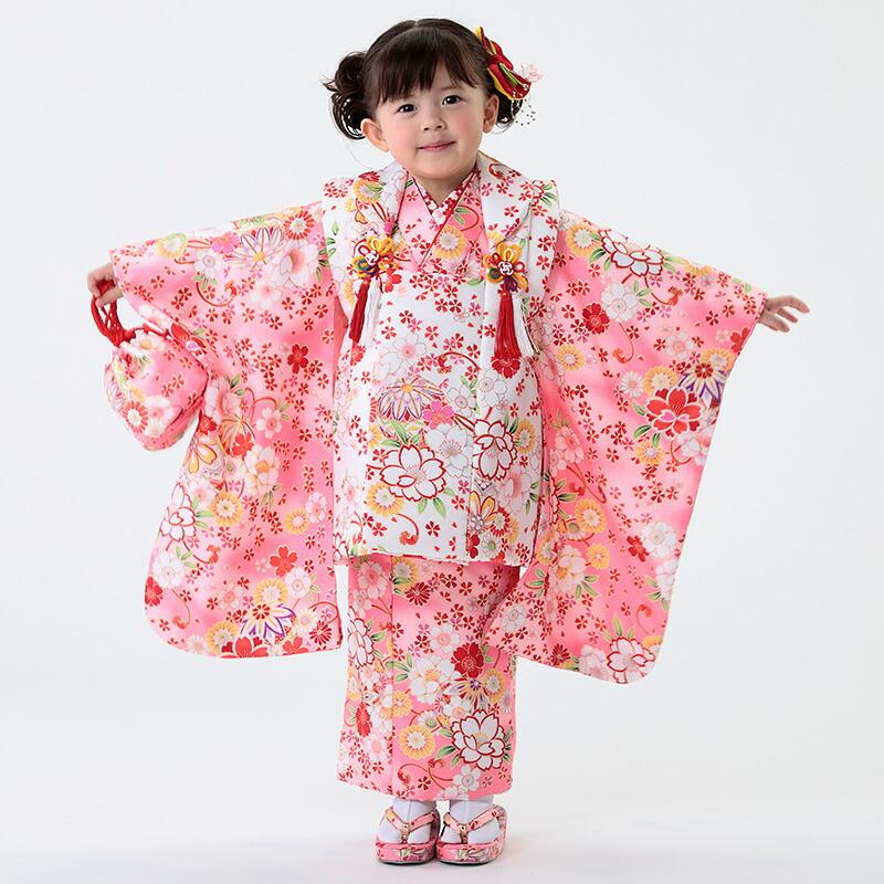 七五三○七五三着物○被布セット○被布○着物○3歳○女の子○子供着物○キッズ着物 七五三 着物 被布 セット 3歳 女の子 8点 フルセット 古典着物