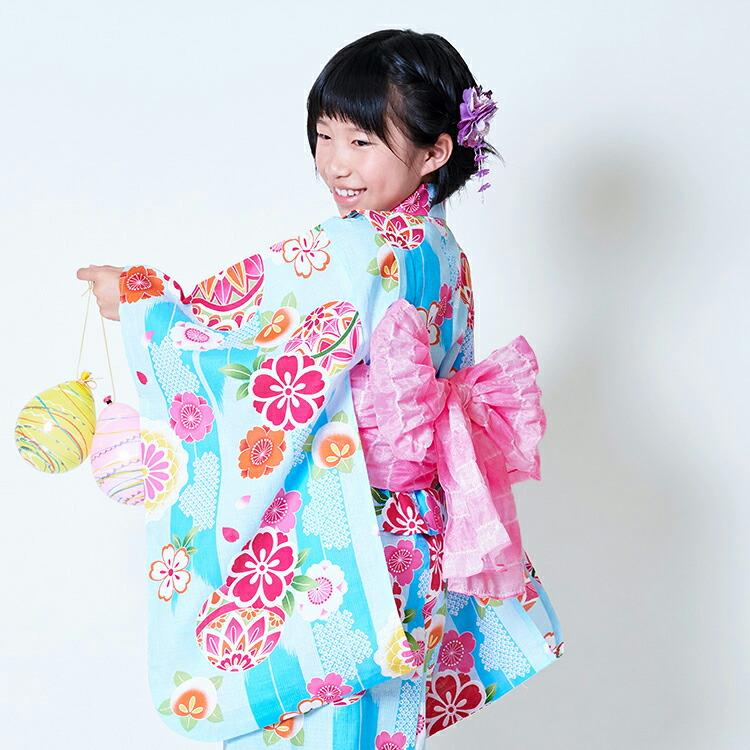子供用浴衣 2点セット 女の子 100/110/120/130 [浴衣+兵児帯