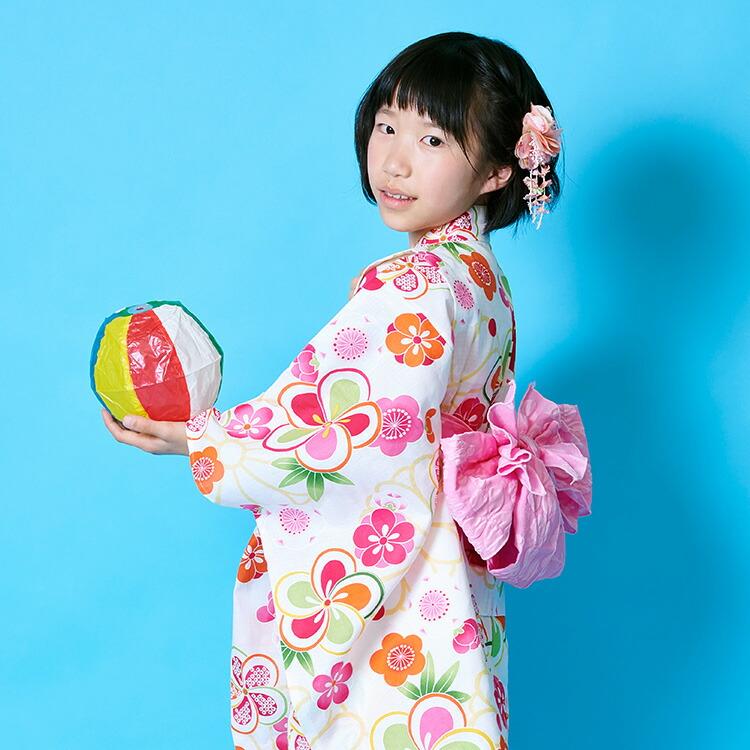 子供用浴衣 2点セット 女の子 100/110/120/130 [浴衣+兵児帯