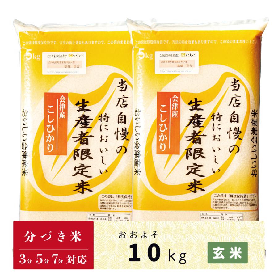 玄米 分づき米 10kg 会津産コシヒカリ 当店自慢の特においしい生産者限定米コシヒカリ :102000210001:COCOKARA