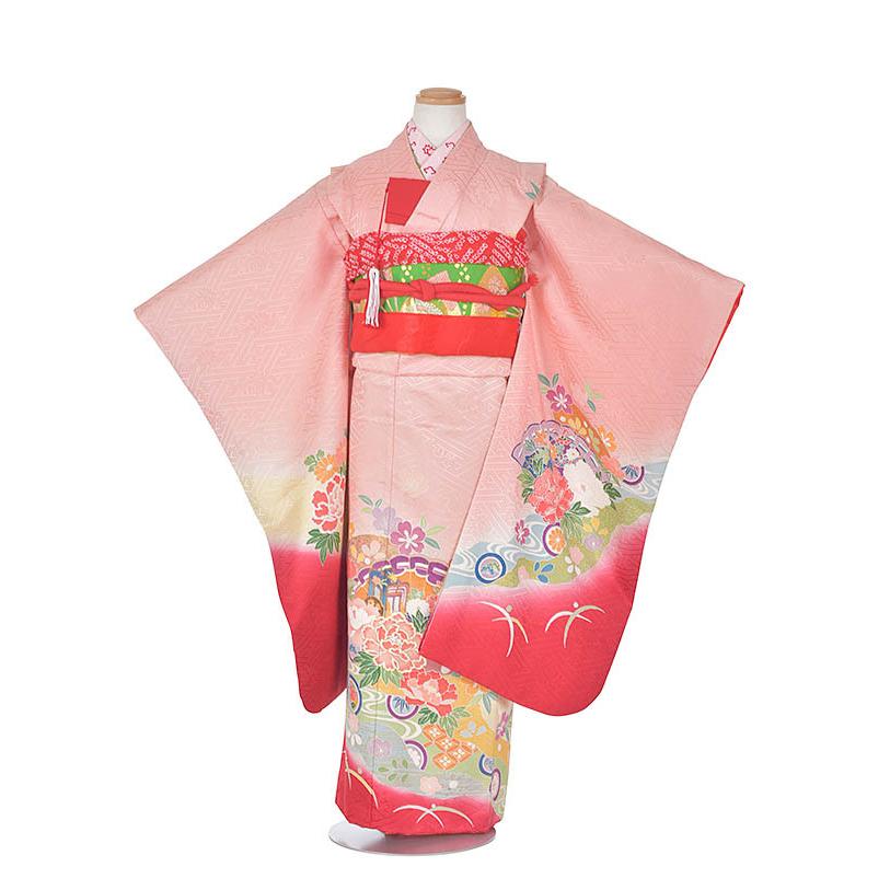 七五三 レンタル 正絹着物 7歳 753レンタル(7歳女児）ピンク/正絹 7才 フルセット 七歳 着物 袋帯 7歳女の子 753 7歳レンタル お正月 送料無料