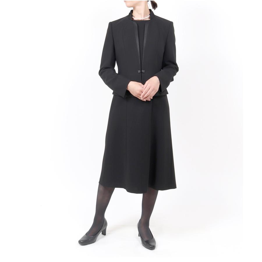 喪服 レディース ブラックフォーマル 礼服 大きいサイズ 40代 50代 60代 ロング ロング丈 葬儀 法事 卒業式 入学式 スーツ 黒 女性 前開き ミセス 195aの画像