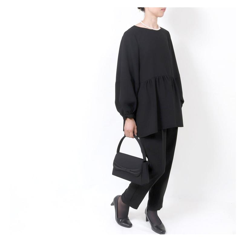 ブラックフォーマル レディース 喪服 パンツスーツ パンツ 女性 体型カバー 礼服 黒 2点セット 洗える 冠婚葬祭 スーツ 葬式 法事 卒業式 30代 40代 50代 T312の画像