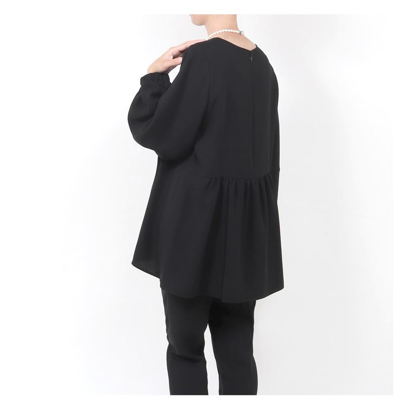 ブラックフォーマル レディース 喪服 パンツスーツ パンツ 女性 体型カバー 礼服 黒 2点セット 洗える 冠婚葬祭 スーツ 葬式 法事 卒業式 30代 40代 50代 T312の画像
