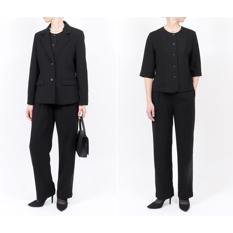 KFC0175■送料無料 新品ブラックフォーマル3L スーツ5点セット21ABR フォルムフォルマ form forma 【喪服】【洗える】ノーカラーフレア