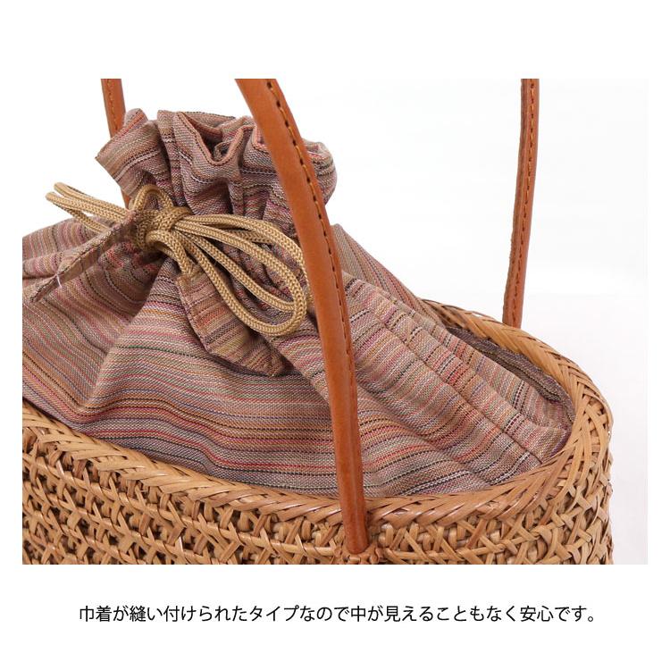 アタバッグ かごバッグ 浴衣 夏 アジアンテイスト おしゃれ かごバッグ バリ島 アタバッグ 浴衣 巾着付き 筒形 バッグ アジアン