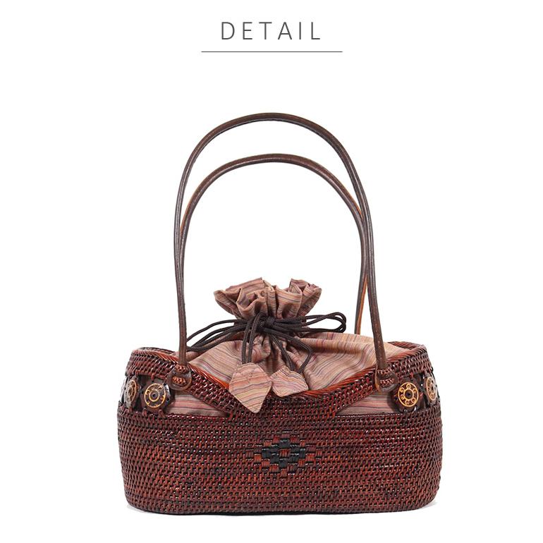 アタバッグ カゴバッグ 夏 バッグ 茶 ブラウン アタ 浴衣 籠バッグ